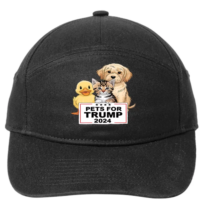 Pets For Trump Duck Cat Dog Donald Trump 2024 7-Panel Snapback Hat