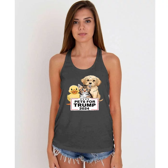 Pets For Trump Duck Cat Dog Donald Trump 2024 Women's Knotted Racerback Tank