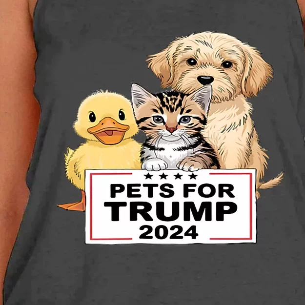 Pets For Trump Duck Cat Dog Donald Trump 2024 Women's Knotted Racerback Tank