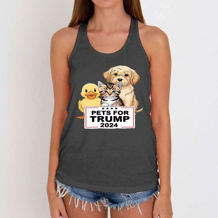 Pets For Trump Duck Cat Dog Donald Trump 2024 Women's Knotted Racerback Tank