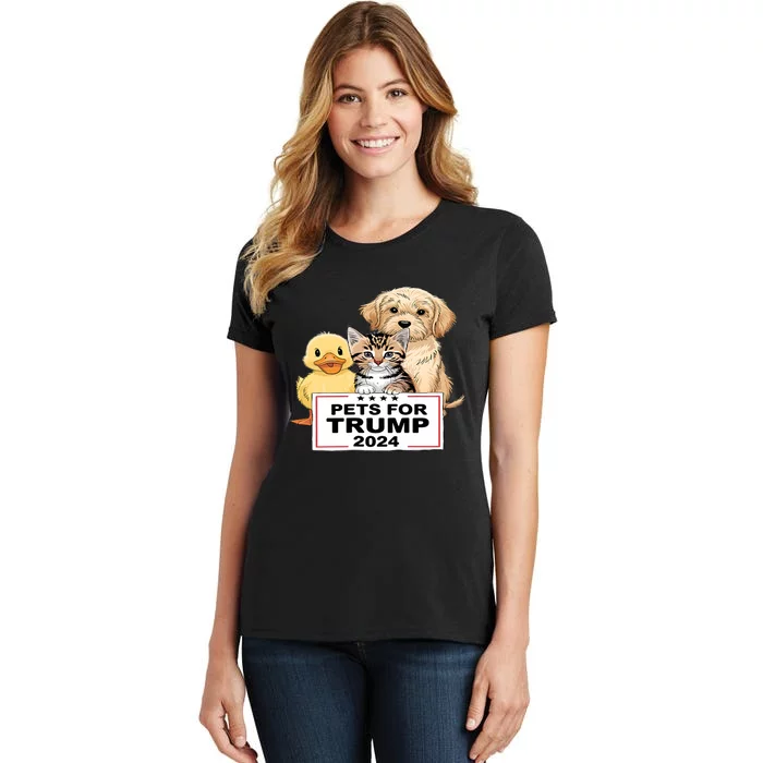 Pets For Trump Duck Cat Dog Donald Trump 2024 Women's T-Shirt