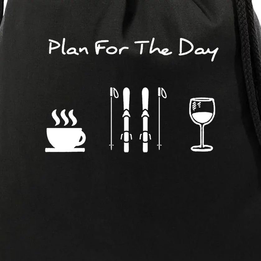 Plan For The Day Ski Heartbeat Skier Skiing Gift For Skier Drawstring Bag