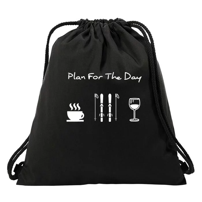 Plan For The Day Ski Heartbeat Skier Skiing Gift For Skier Drawstring Bag