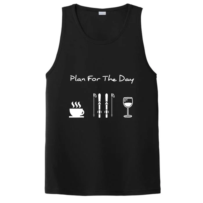 Plan For The Day Ski Heartbeat Skier Skiing Gift For Skier Performance Tank