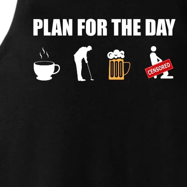 Plan For The Day Funny Golf Ladies Tri-Blend Wicking Tank