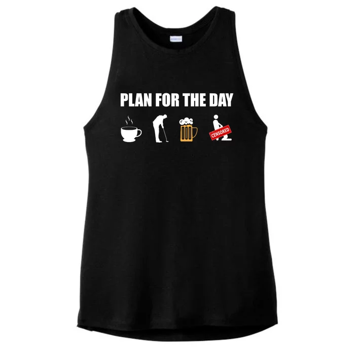 Plan For The Day Funny Golf Ladies Tri-Blend Wicking Tank