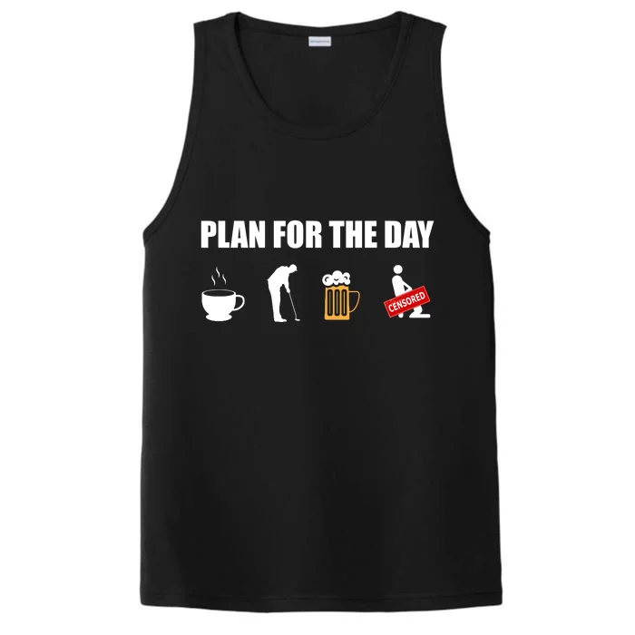 Plan For The Day Funny Golf Performance Tank