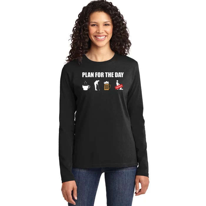 Plan For The Day Funny Golf Ladies Long Sleeve Shirt