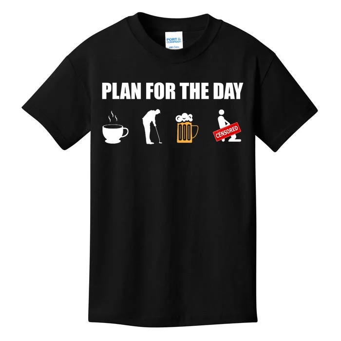 Plan For The Day Funny Golf Kids T-Shirt