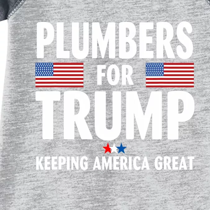 Plumbers For Trump 2024 Keeping America Great Us Flag Infant Baby Jersey Bodysuit