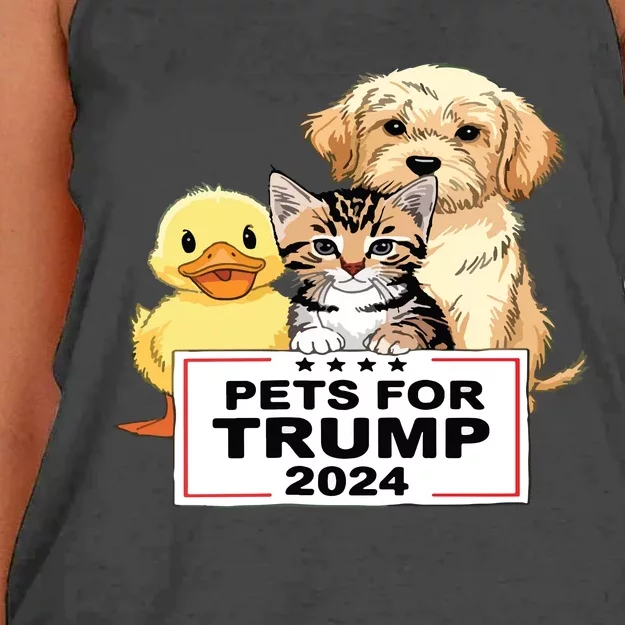 Pets For Trump Duck Cat Dog Donald Trump 2024 Women's Knotted Racerback Tank