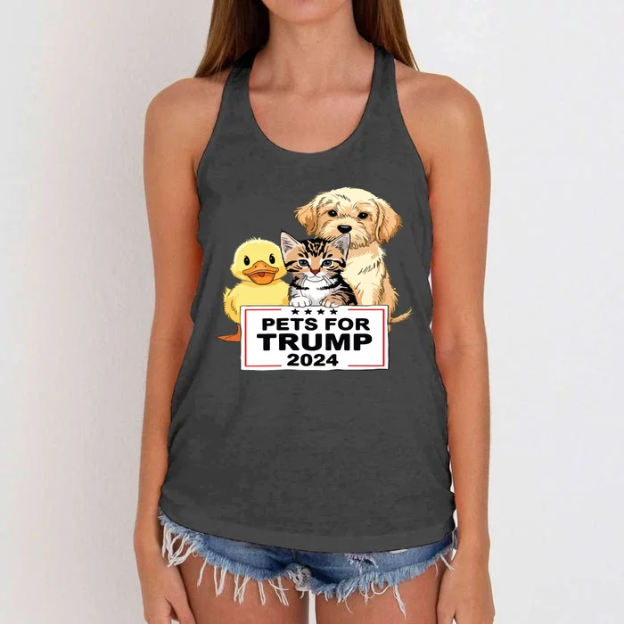 Pets For Trump Duck Cat Dog Donald Trump 2024 Women's Knotted Racerback Tank