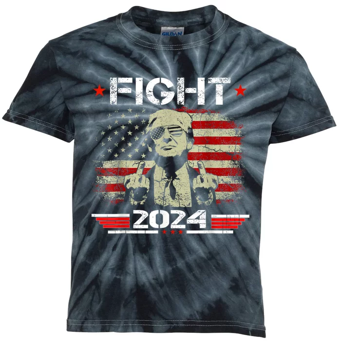 President Fight Trump Shooting Makes Me Stronger Trump 2024 Kids Tie-Dye T-Shirt