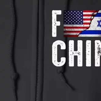 Pray For the Peace US Israel Flag Anti-China Full Zip Hoodie