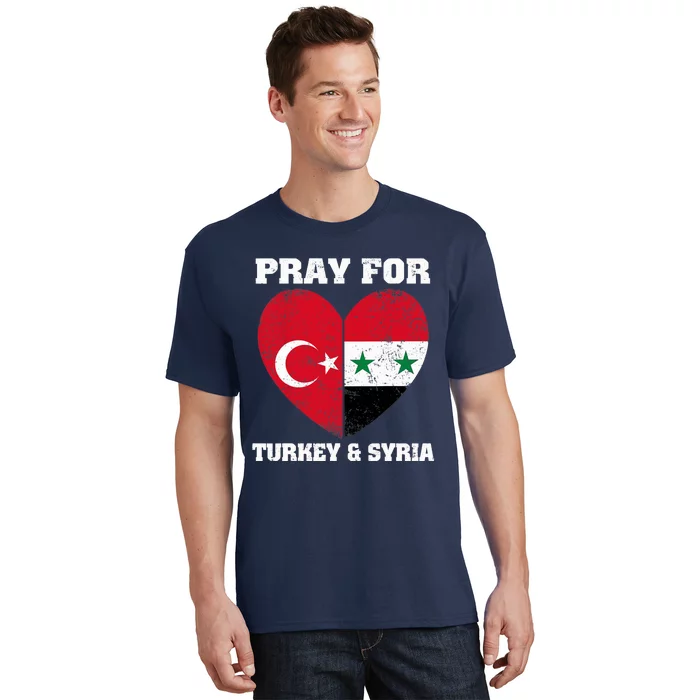 Pray For Turkey & Syria Flag Heart Turkey Syria Earthquake T-Shirt