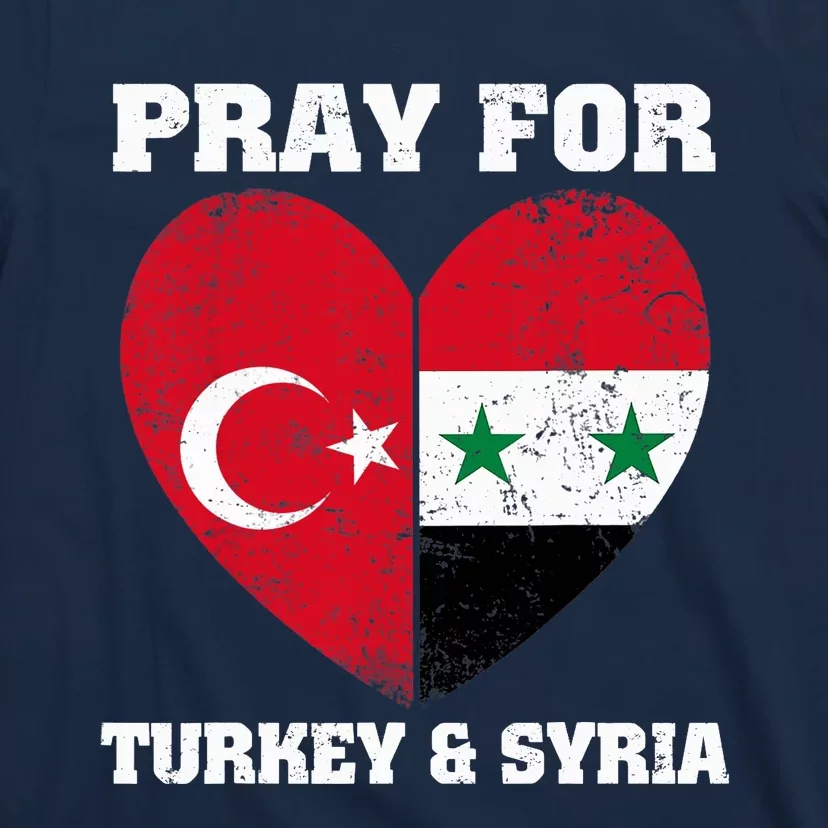 Pray For Turkey & Syria Flag Heart Turkey Syria Earthquake T-Shirt