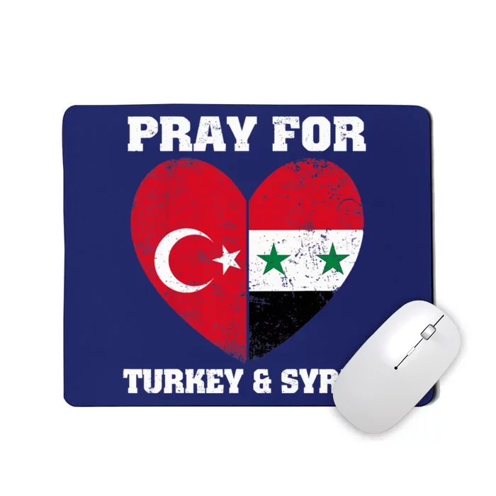 Pray For Turkey & Syria Flag Heart Turkey Syria Earthquake Mousepad