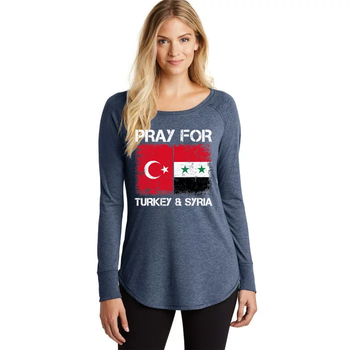 Pray For Turkey And Syria Earthquake In Turkey & Syria Flag Women's Perfect Tri Tunic Long Sleeve Shirt