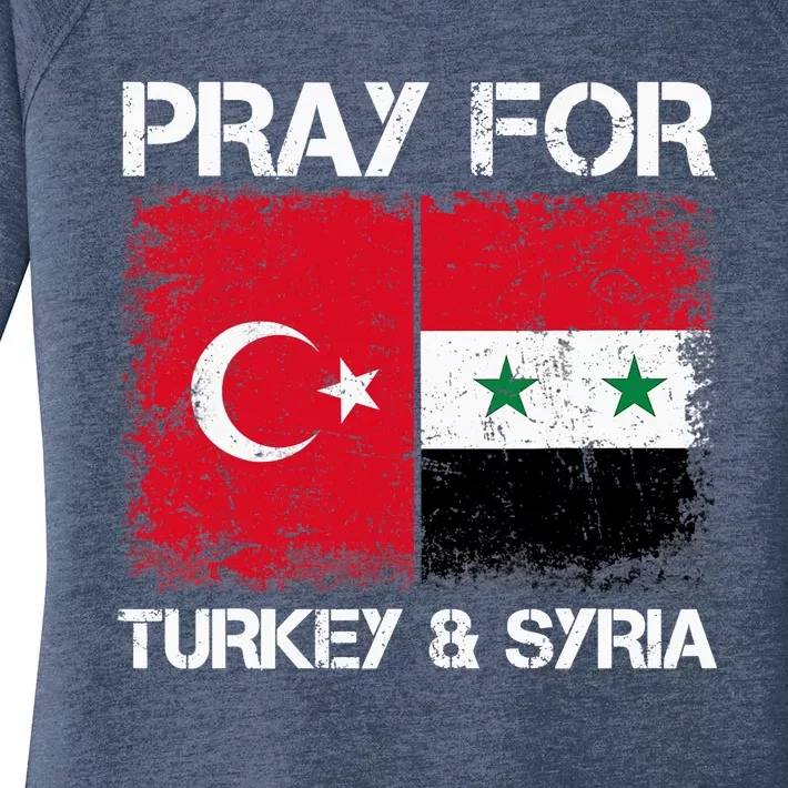 Pray For Turkey And Syria Earthquake In Turkey & Syria Flag Women's Perfect Tri Tunic Long Sleeve Shirt