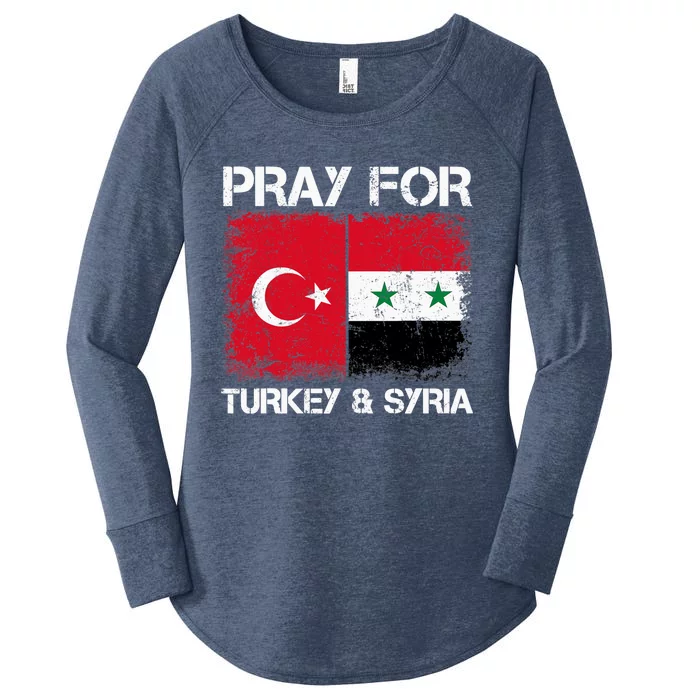 Pray For Turkey And Syria Earthquake In Turkey & Syria Flag Women's Perfect Tri Tunic Long Sleeve Shirt