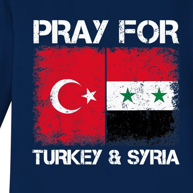 Pray For Turkey And Syria Earthquake In Turkey & Syria Flag Baby Long Sleeve Bodysuit