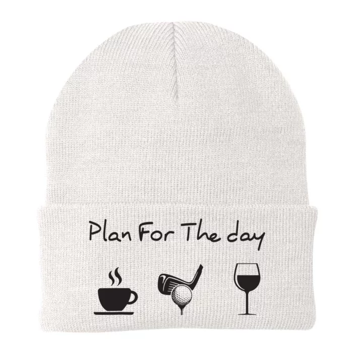 Plan For The Day Coffee Golf Wine Knit Cap Winter Beanie