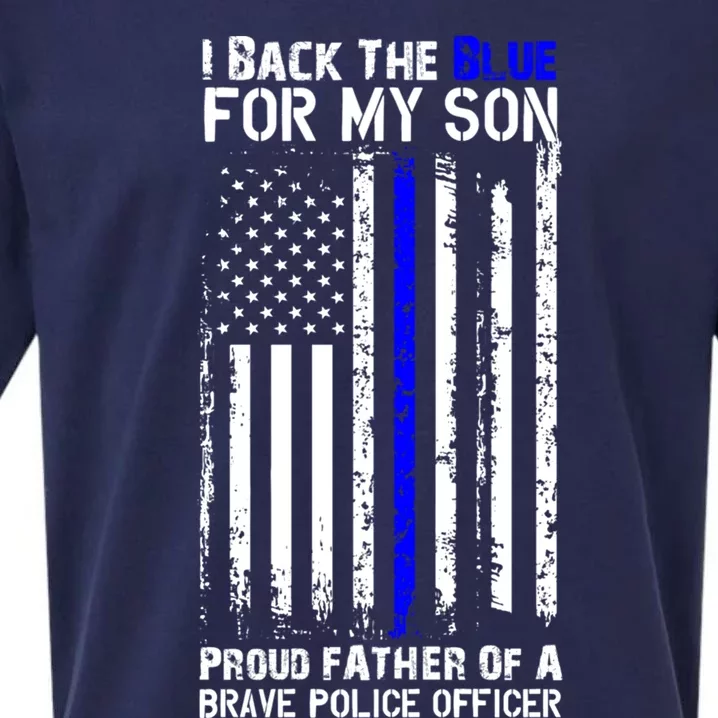 Police Flag Thin Blue Line Back The Blue For My Son Gift Sueded Cloud Jersey T-Shirt