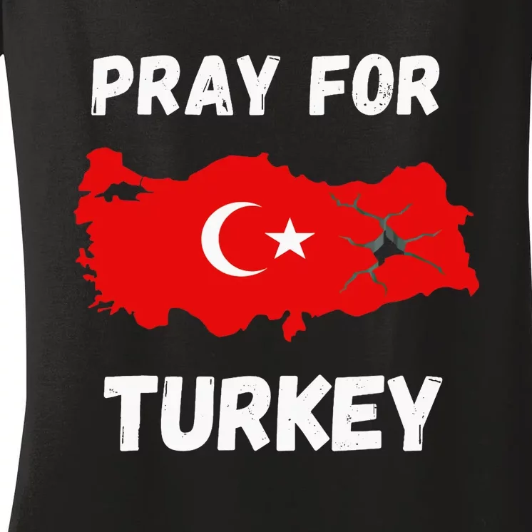 Pray For Turkey & Syria Flag Earthquake In Turkey Syria Women's V-Neck T-Shirt