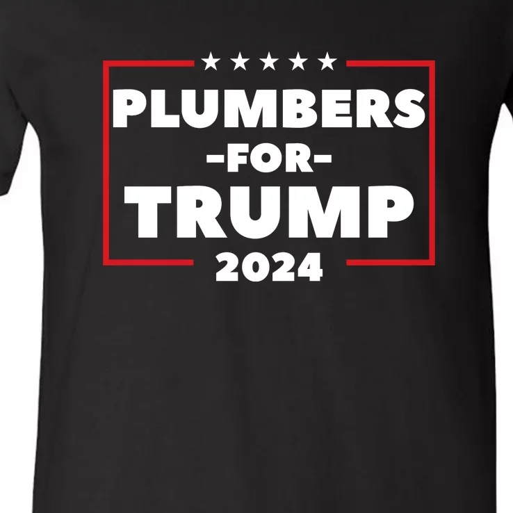 Plumbers For Trump 2024 V-Neck T-Shirt