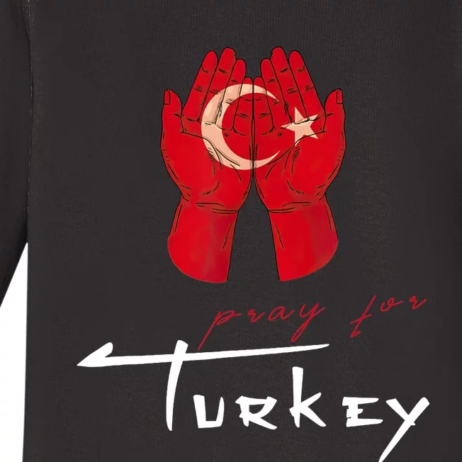 Pray For Turkey & Syria Flag Earthquake In Turkey Syria Baby Long Sleeve Bodysuit