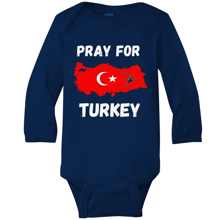 Pray For Turkey & Syria Flag Earthquake In Turkey Syria Love Baby Long Sleeve Bodysuit