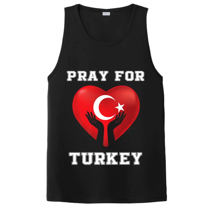 Pray For Turkey Earthquake Turkey Heart Flag Performance Tank