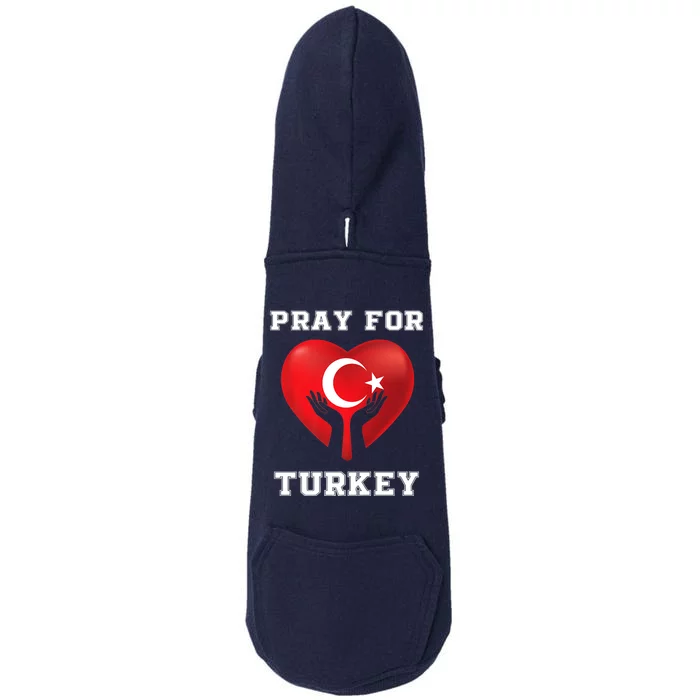 Pray For Turkey Earthquake Turkey Heart Flag Doggie 3-End Fleece Hoodie