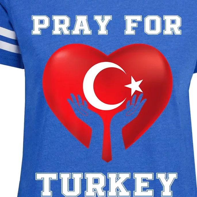 Pray For Turkey Earthquake Turkey Heart Flag Enza Ladies Jersey Football T-Shirt