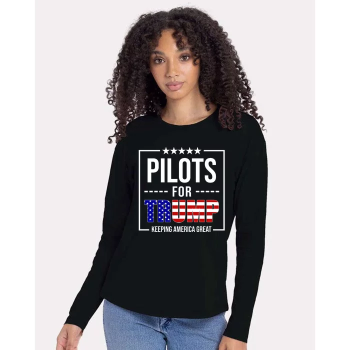 Pilots For Trump Keeping America First Womens Cotton Relaxed Long Sleeve T-Shirt