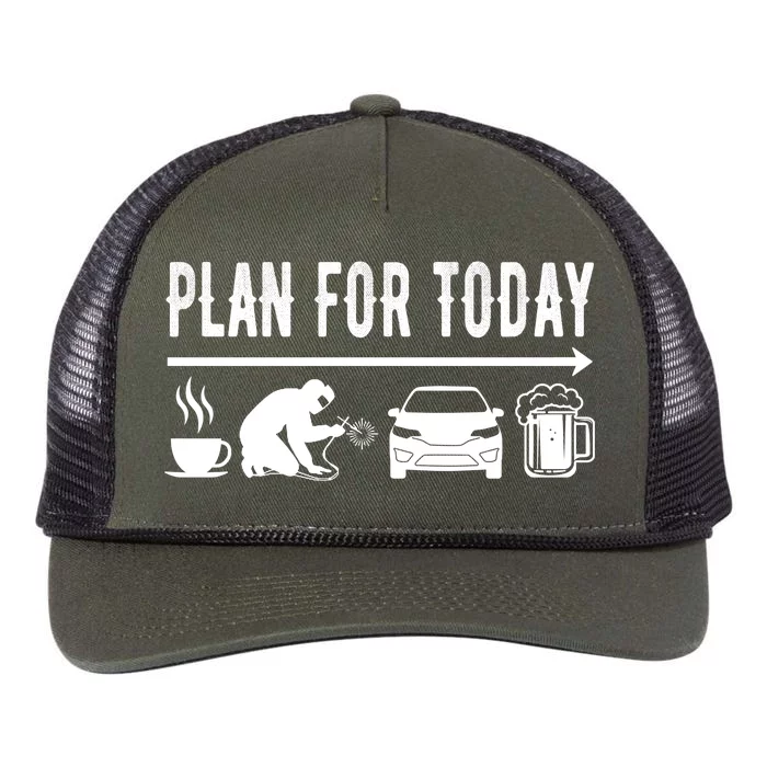 Plan For Today Coffee Welding Cars Beer Retro Rope Trucker Hat Cap