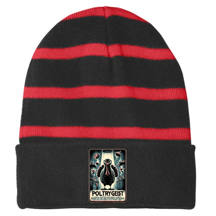 Poltrygeist Funny Thanksgiving Striped Beanie with Solid Band