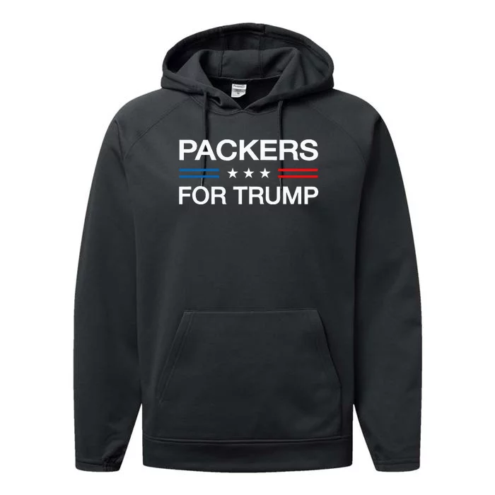 Packers For Trump Funny Election 2024 Vote Warehouse Packer Performance Fleece Hoodie