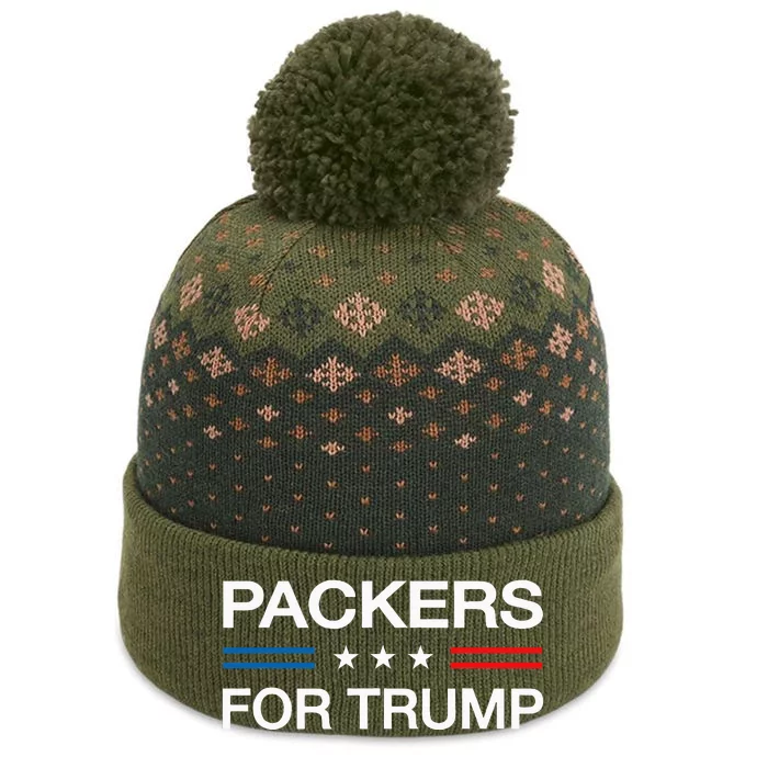 Packers For Trump Funny Election 2024 Vote Warehouse Packer The Baniff Cuffed Pom Beanie