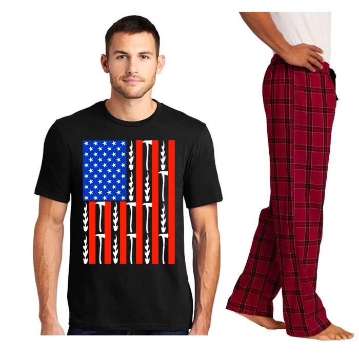 Patriotic Firefighter Us American Flag Red Line Usa Fire Gift Pajama Set