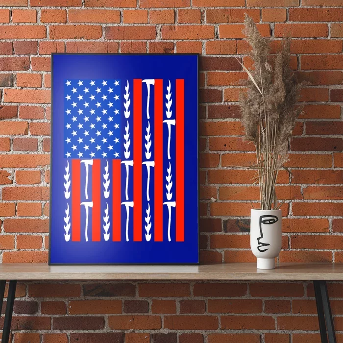 Patriotic Firefighter Us American Flag Red Line Usa Fire Gift Poster