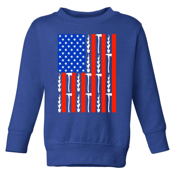 Patriotic Firefighter Us American Flag Red Line Usa Fire Gift Toddler Sweatshirt