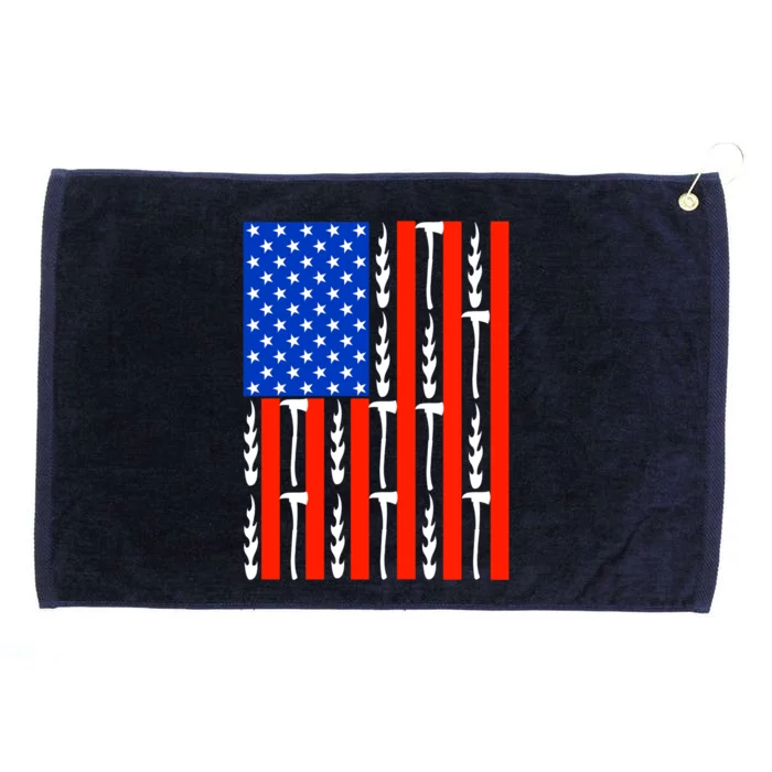 Patriotic Firefighter Us American Flag Red Line Usa Fire Gift Grommeted Golf Towel