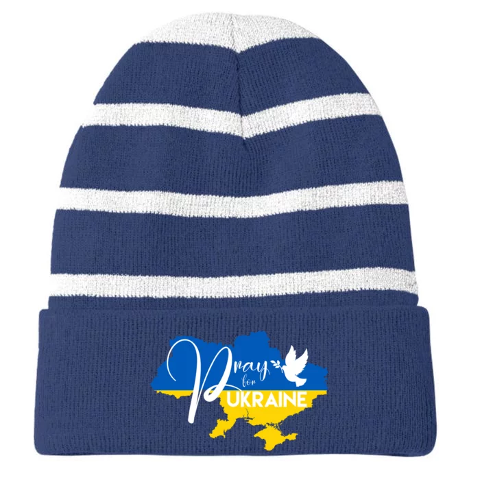 Pray For Ukraine Dove Striped Beanie with Solid Band