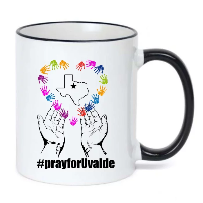 Pray For Uvalde Colorful Handprints Black Color Changing Mug