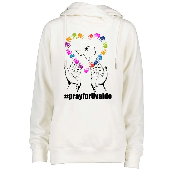 Pray For Uvalde Colorful Handprints Womens Funnel Neck Pullover Hood