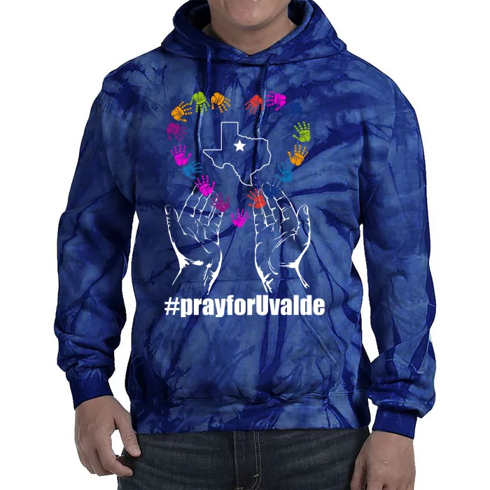 Pray For Uvalde Colorful Handprints Tie Dye Hoodie