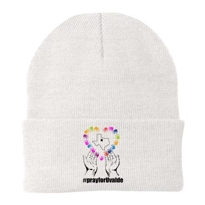 Pray For Uvalde Colorful Handprints Knit Cap Winter Beanie