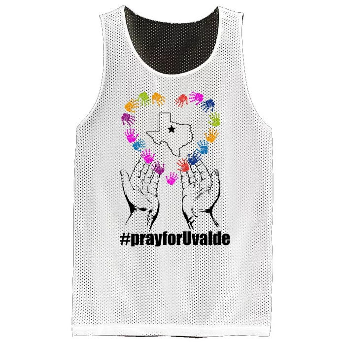 Pray For Uvalde Colorful Handprints Mesh Reversible Basketball Jersey Tank