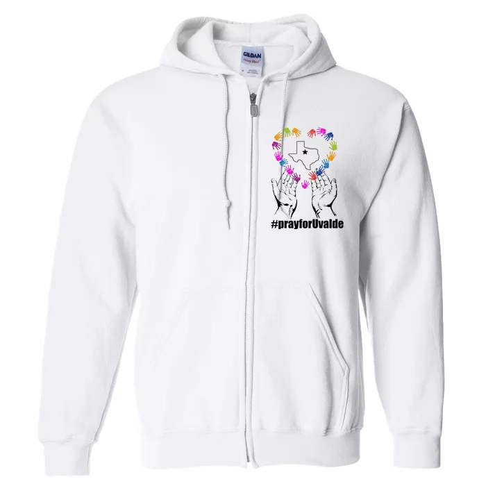 Pray For Uvalde Colorful Handprints Full Zip Hoodie